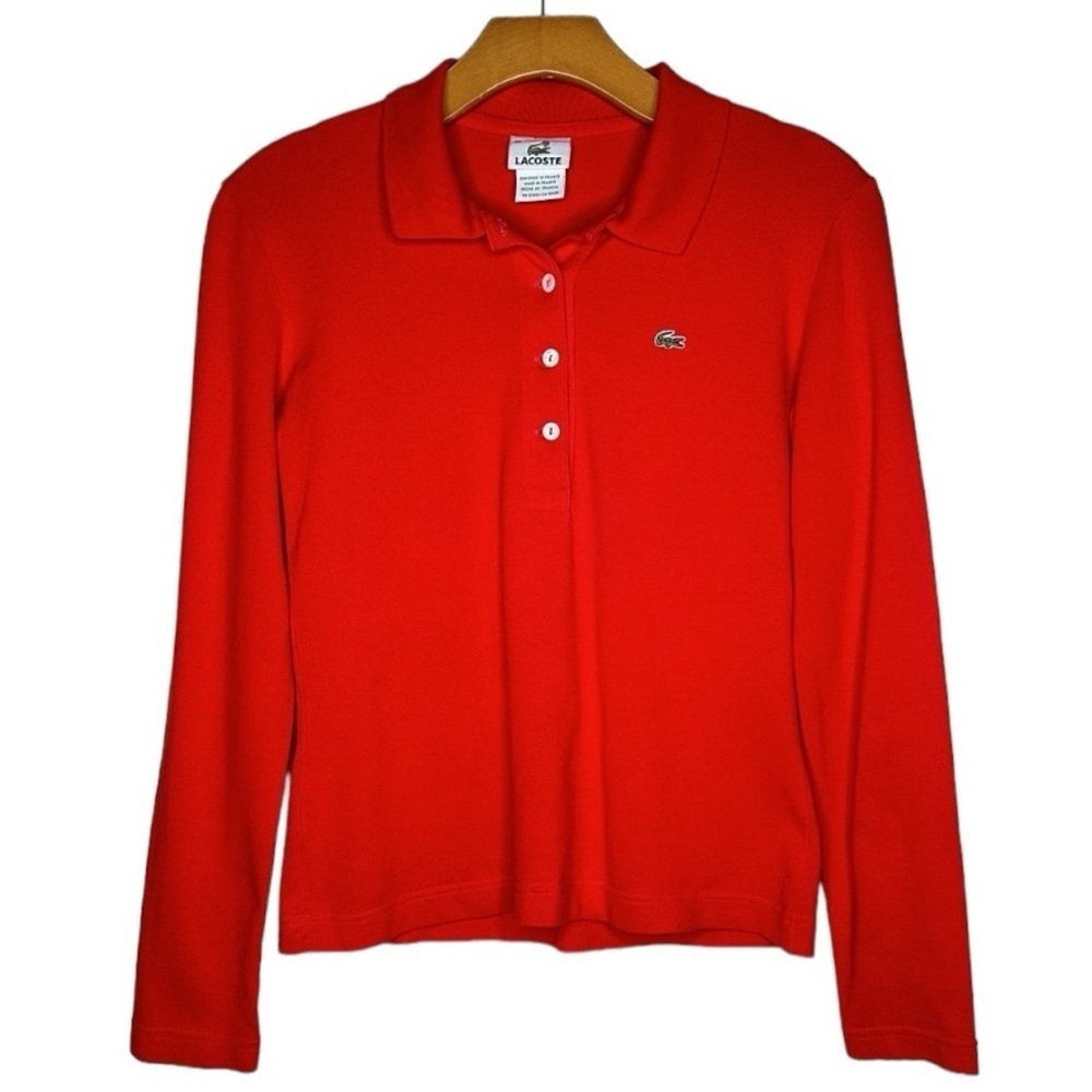 Lacoste Long Sleeve Polo Made in France Orange Size EU 40